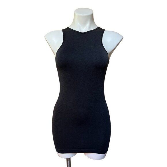 Lululemon Rib Knit Racerback Tank Top Dark Gray Side Vents Extra Long Women's 6 - Picture 1 of 11